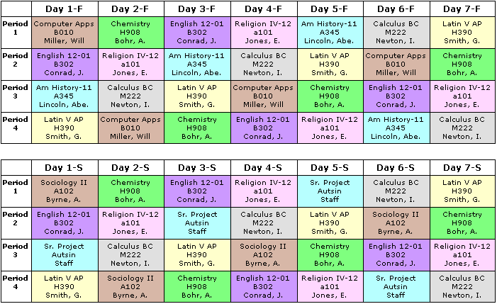 seven day schedule. taking seven days.